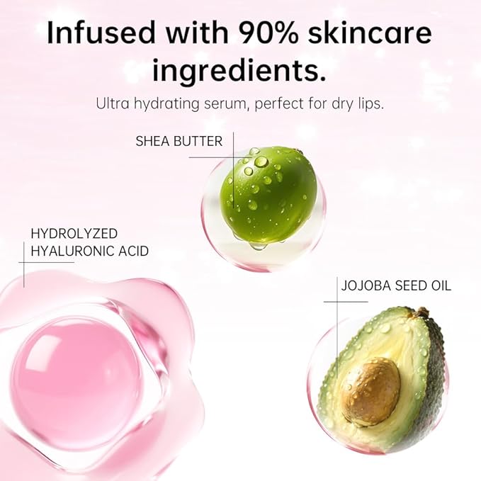 CATKIN Lip Plumper Gloss, Tinted Lip Serum with Hyaluronic Acid & Jojoba Oil, Non-sticky Volumizing Hydrating Formula for a High Shine Maximum 3D Look, Plump & Soft Lips 0.12 Fl Oz-C10 Amethyst Planet