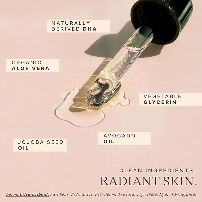 Self Tanning Drops - USA Made with Natural & Organic Ingredients, Medium Face Tanning Drops to Add to Lotion, Moisturizing Bronzing Tanner for Face & Body, Toxin Free Tanner for Fake Tan