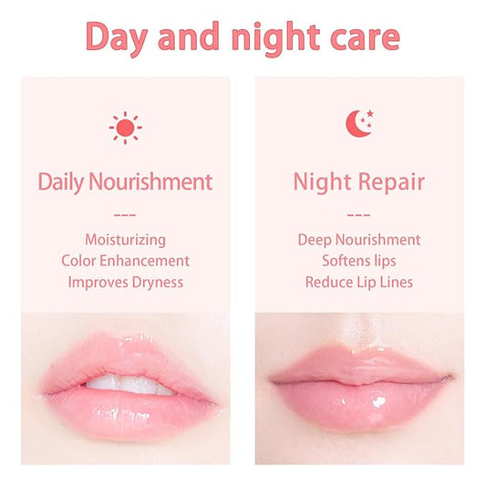 3 PCS Bee Lip Balm Honey Pot, Exfoliating Honey Strawberry Watermelon Lip Mask Overnight with Built-In Brush, Hydrating Prevention Dry and Crack Lip Scrubs Exfoliator Lip Wrinkle Care