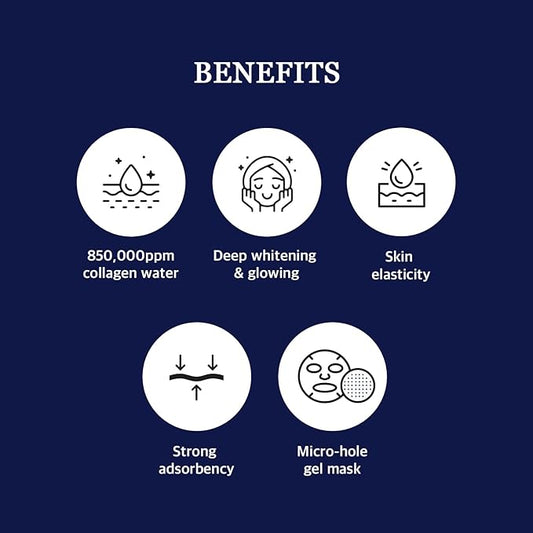 WELLDERMA Sapphire Collagen Face Mask Premium Impact Fitting Overnight Face Mask 16EA-Korean Face Sheet Mask for all skin type-Hydrating facial mask sheets-Patented Structure Hydrogel Type-Niacinamide