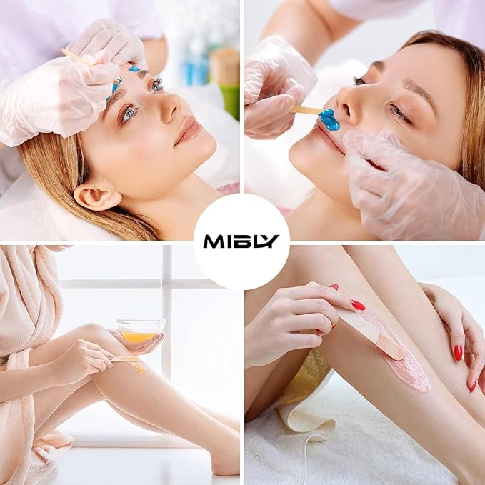 Mibly 3 Style 150 Pcs Assorted Wooden Wax Sticks for Body Legs Face and Small Medium Large Sizes Eyebrow Waxing Applicator Spatulas for Hair Removal or Wood Craft Sticks