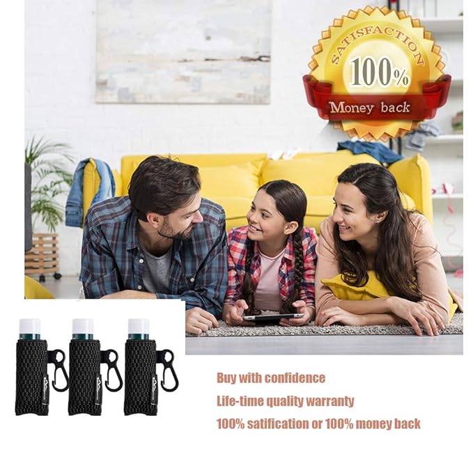 WKieason Lip Balm Sleeves Holder Keychain 3pcs Clip on Chapstick Keychain Holder Pouch Tight-Knit Elastic Lipstick Key Chain Holder (Black)