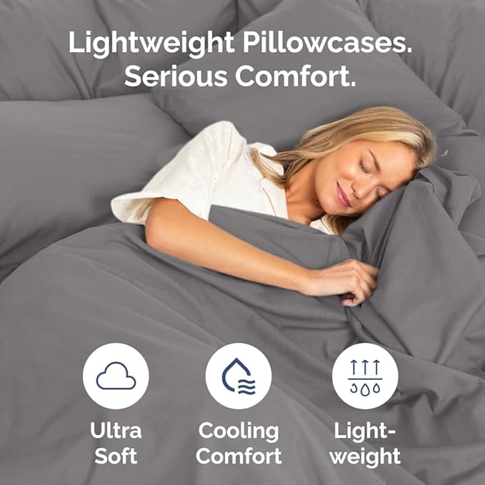 King Pillow Cases Set of 10 - Ultra Soft Hotel Quality Pillowcase Covers - Comfy. Cozy & Wrinkle Free - Shrink, Stain and Fade Resistant - Machine Washable Pillow Protectors - 10 Piece Set - Dark Grey