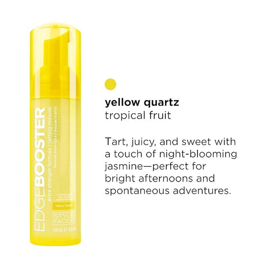 Style Factor EDGE BOOSTER Extra Strength Setting Mousse – Frizz Control, Extra Volume, and Conditioning – 2.5oz Yellow Quartz Mousse for Curly Hair