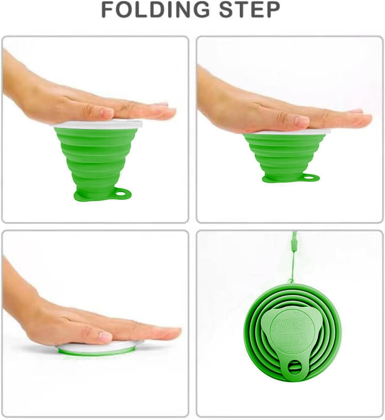Silicone Collapsible Cup,Collapsible Cups for Camping,Folding Cup with Lids,Collapsible Coffee Cup,Reusable Drinking Mugs Cup(Green)