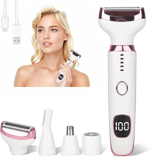 Electric Razors LED Display for Women Men, 2025 Wet/Dry Ladycsdc Shaver,4 in 1 Cordless Hair Remover with IPX7 Waterproof,Smooth & Silky HTYSFTb Electric Grooming Set