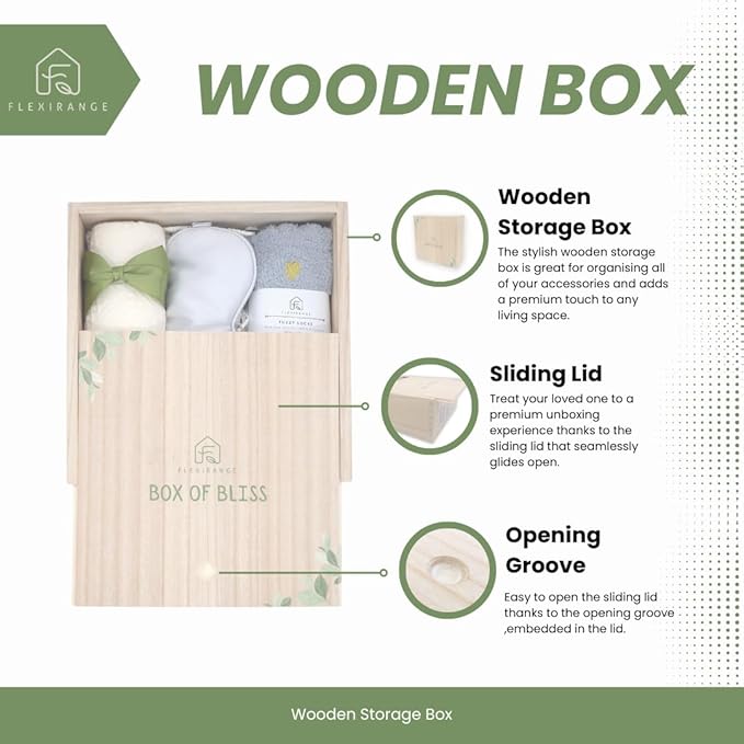 Gifts for Mom, Birthday Gifts for Women, Get Well Soon Gift Baskets for Women, Relaxing gifts for Women, Self Care Gifts, Spa kit for Woman, Wooden Box, Green Gifts for Sister, Friend