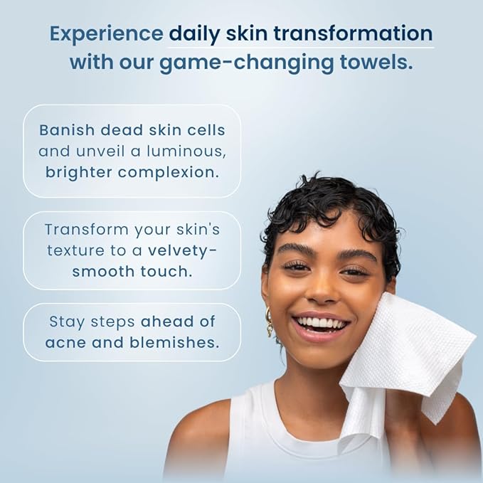 Clean Skin Club Clean Towels XL™ Supreme, 100% USDA Biobased Dermatologist Approved Face Towel, Gentle Exfoliation, Disposable Facial Washcloth, Makeup Remover Dry Wipes, 50 Count