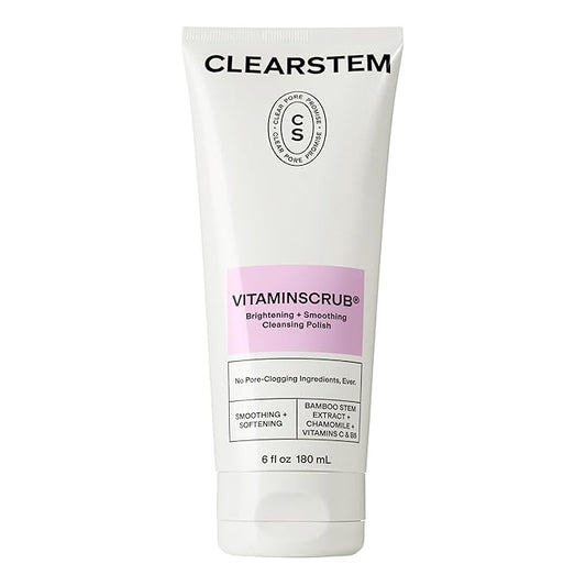 CLEARSTEM - VITAMINSCRUB - Antioxidant-Infused Scrub Cleanser - Exfoliating Face Wash + Body Scrub - Vitamin C, Hemp, Bamboo - Skin Care Products - Gluten Free, Cruelty Free - 6 fl oz / 177ml