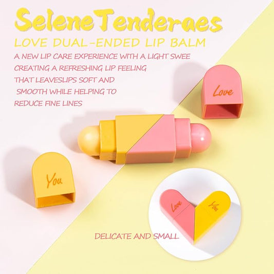 Heart Shaped Dual-use Deformable Lip Balm Stick - Honey, Peach. Repair, Keep Lips Moisturized,red gift box，Gifts
