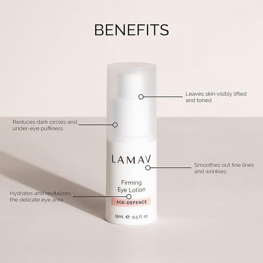 LAMAV Firming Eye Lotion - 7 Potent Actives, Anti-wrinkle Properties, Increases Skin Firmness, Anti-Aging Eye Cream, Cruelty-Free, Reduces Dark Circles