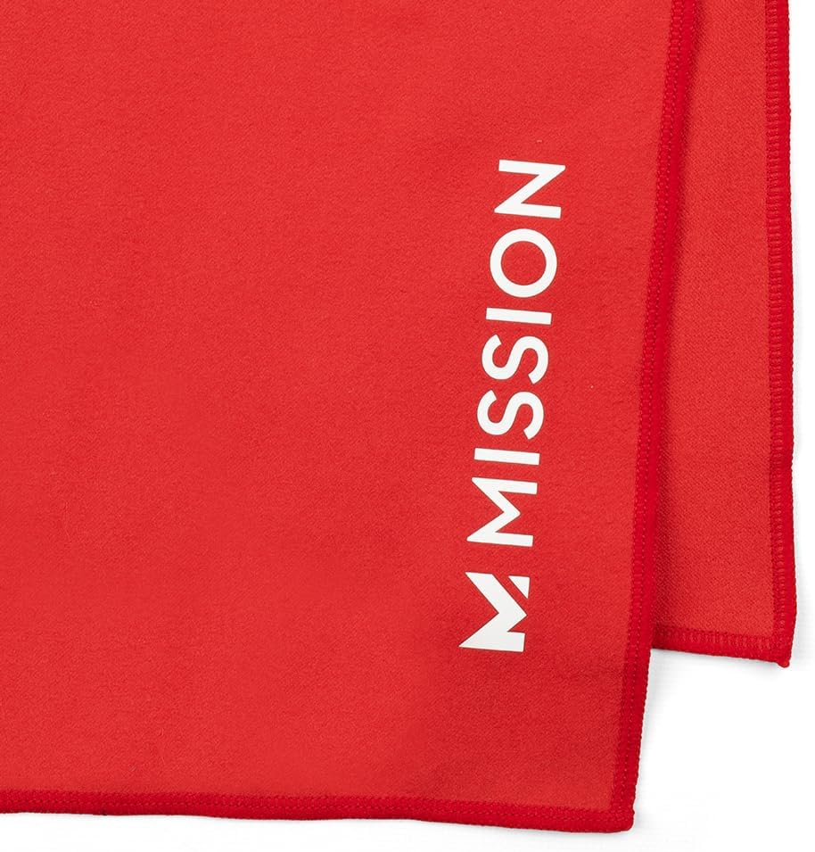 MISSION On-The-Go Cooling Towel - Soft, Lightweight Fabric - Cools Up to 2 Hours - UPF 50 Sun Protection - Machine Washable (Red)