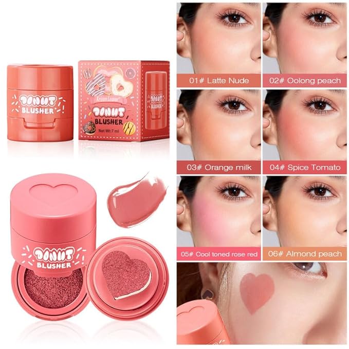 Stamp Liquid Blush Stamp Blush with Heart Shaped Applicator Natural Long Lasting Blush, Light and Airy Makeup for Women (2)