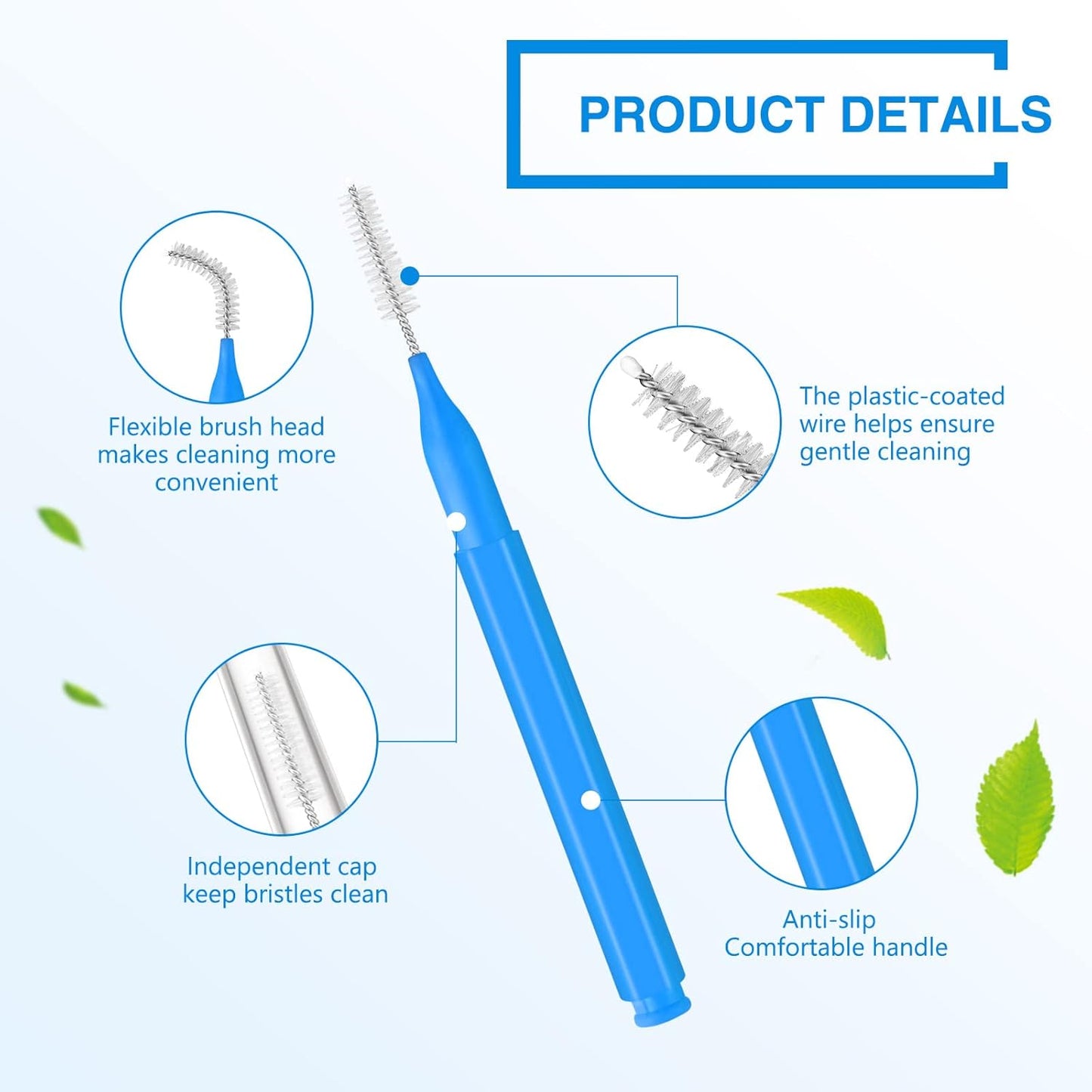 200 Pcs Interdental Brushes Braces Brush for Cleaner Disposable Dental Floss Picks Braces Flossers Dental Brush Soft Dental Tooth Flossing Head for Teeth Cleaning Tool, 5 Colors, 5 Sizes