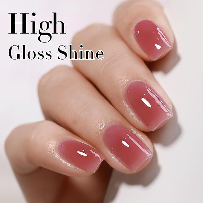 Double Rhythm 0.50 OZ Translucent Gel Polish Same Color Same Bottle Sheer Pastel Neutral Natural Milky 15 ML Jelly UV Nail Art DIY at Home (Deep Purple Pink-A1513)