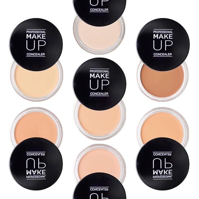 Pot Concealer with Makeup Brush Set,Tattoo Color Correcting Concealer,Full Face Color Correcting Conceal Foundation,Under Eye Concealer Brightener Dark Eye Ring corrector de ojeras (04-LIGHT)