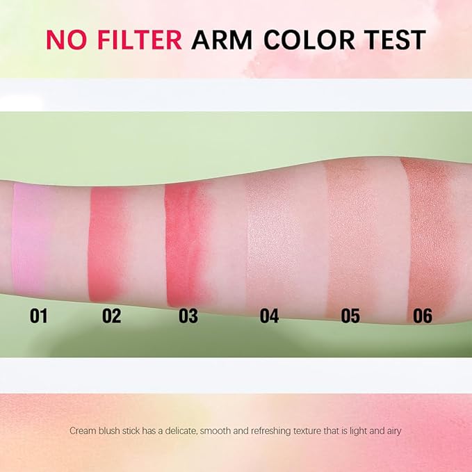 Multi-Use Makeup Blush Stick, Beauty Tinted Solid Blush Stick, 3-in-1 Cream Blush Stick for Cheek/Eyes/Lips, Waterproof Moisturizer Stick, Suitable for All Skin (06# Shine Orange)