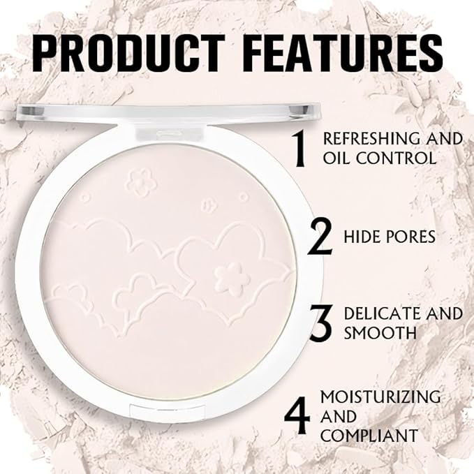 Face Oil Control Pressed Setting Powder-Clarifying Finishing Powder,Waterproof Long Lasting Setting Powder Makeup,Blurs Fine Lines&Imperfections,Translucent Powder Setting Powder with Powder Puff