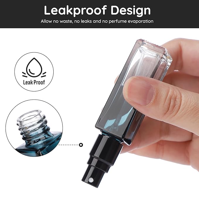 Segbeauty Travel Perfume Bottle Refillable, 5pcs 10ML Mini Glass Perfume Containers with Funnel and Pipette, Empty Portable Leak-proof Fragrance Bottles Spray Atomizer Pump Bottle Kit for Toiletries