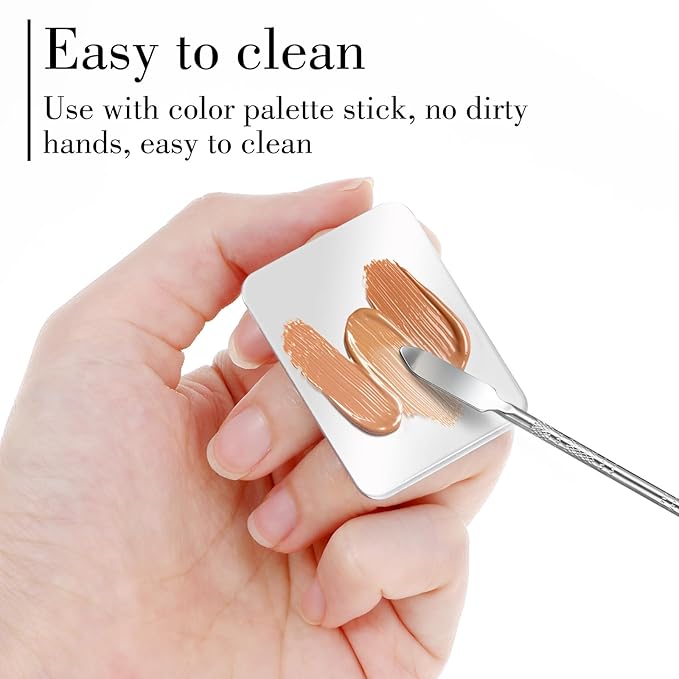 Makeup Mixing Palette, Makeup Spatula Palette with Foundation Spatula, Stainless Steel Makeup Mixing Tray, Nail Art Palette for Mixing Foundation Eye Shadow Eyelash Nail Art