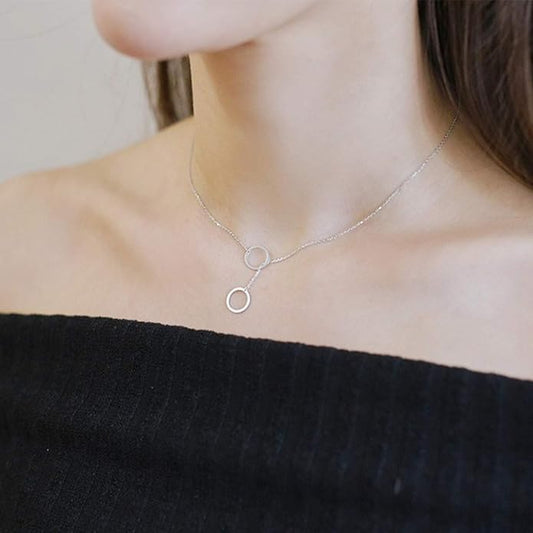 Creative Y-shaped Necklace Hollow Ring Necklace Chain Jewelry Accessories for Women and Girls