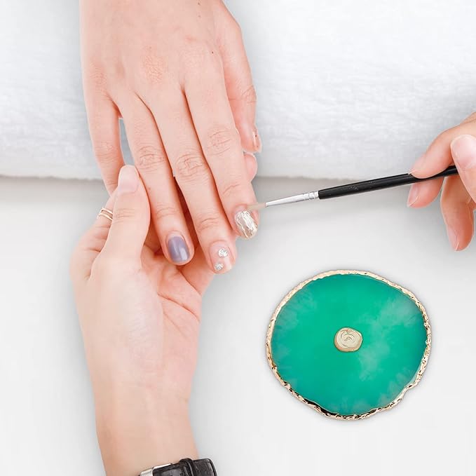 ZOOFOX 6 Pieces Resin Nail Art Palette, Nail Art Painting Mixed Color Palette with Gold Edge, Nail Gel Color Makeup Display Board