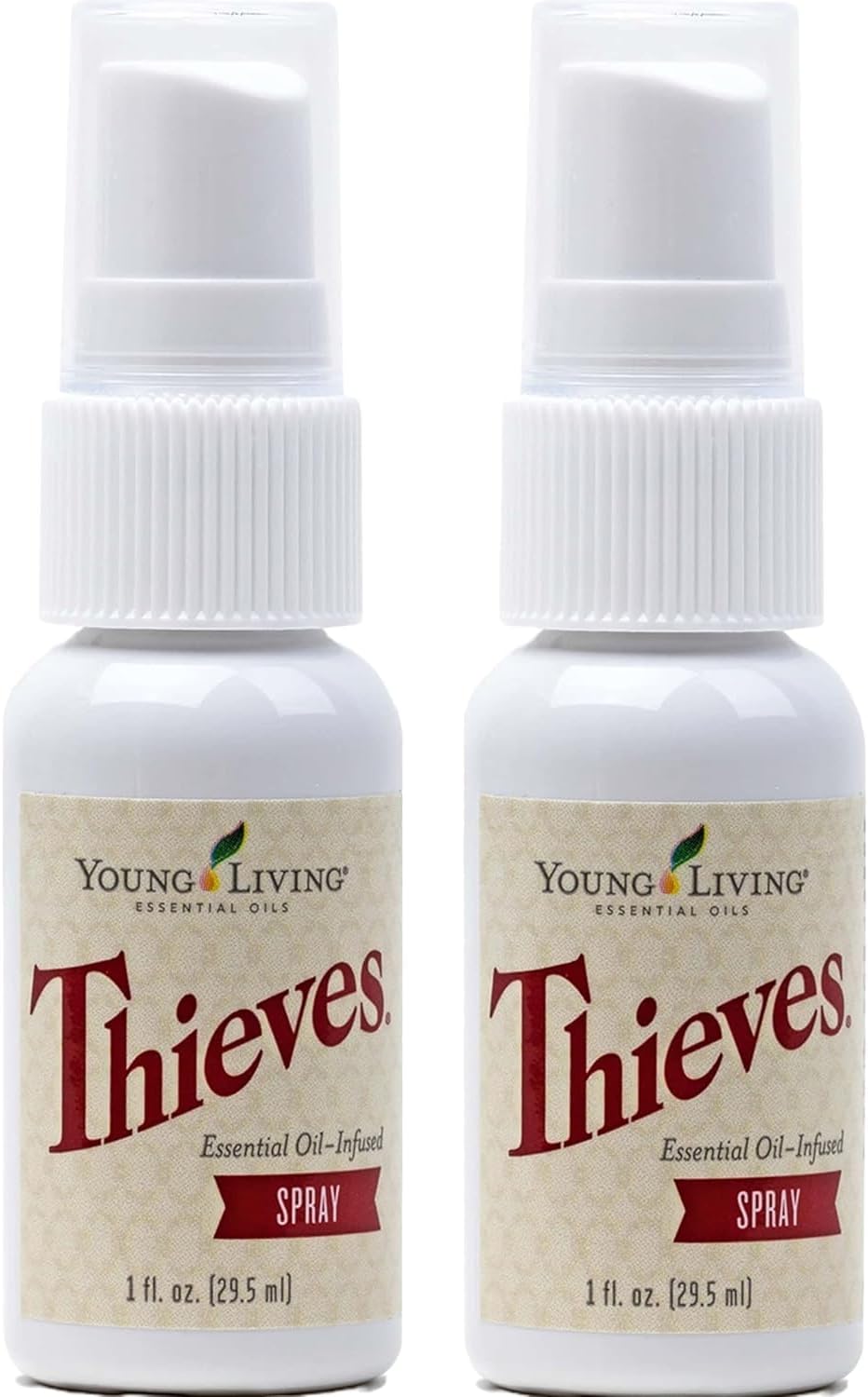 Young Living Thieves Spray | 1 oz | Portable Cleaner Spray, Formulated with Water & Alcohol, Ideal for Travel Essentials & Home; Fits in Backpack, Luggage, or Purse | 2 Pack