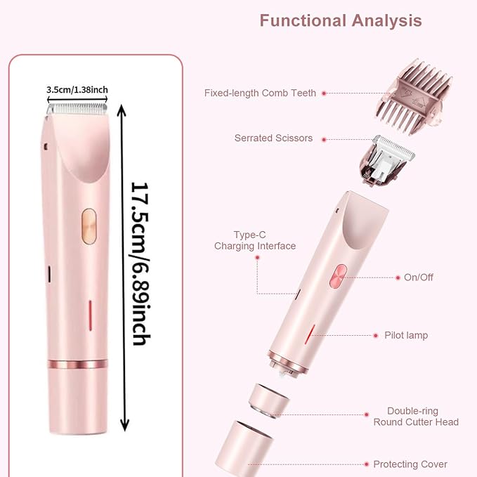 Dermave Bikini Shaver,Bikini Trimmer for Women,2025 Upgrade Dual Head Shaver Women,2 in 1 Wet & Dry Waterproof Electric Bikini Trimmer for Face, Body & Intimate Areas,Blue