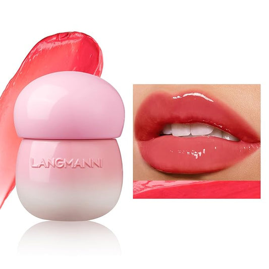 Glow Lip Balm Plumping Moisturizing Lip Balm Glossy Lip Gloss, Day & Night Lip Repair Hydrating Lip Mask Lip Oil Nourishing Lip Care Not Sticky Vegan Tinted Lip Balm Jelly Lipstick(2# WATERMELON RED)