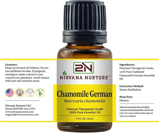 Chamomile German Essential Oil 100% Pure Premium Therapeutic Grade, Undiluted - Aromatherapy Diffuser for Calm and Relaxation, Skin Care, Hair Care