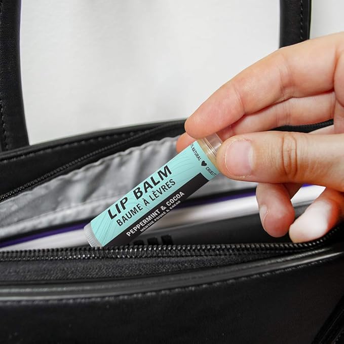 Caron & Doucet - 100% Natural Lip Balm - Premium Beeswax & Olive Oil Moisturizing Lip Balm - Best for Dry Chapped Lips. (Pack of 4, Peppermint & Cocoa)