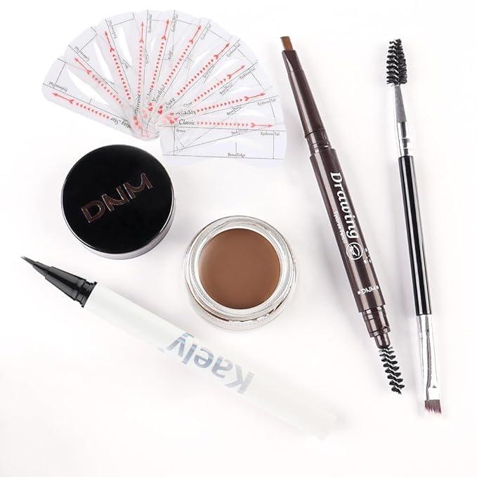 evpct Eyebrow Stencils Kit for Women Shaping, Eyebrow Shaper Makeup Kit, Eye Brow Stencil Shaper Tinting kits for Women, with Eyeliner, Eyebrows Pencil, Pomade, Brush and 10 Stencils, 07# TAUPE