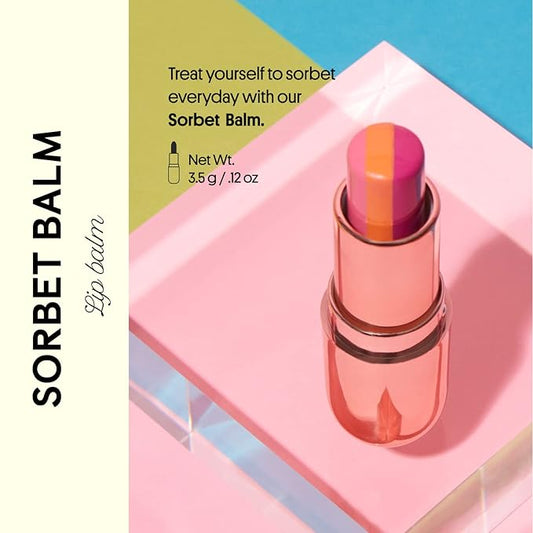 Winky Lux Sorbet Tri-Color Tinted Lip Balm – Hydrating Lip Balm, Sheer Pink Tint, Nourishing Lip Care with Jojoba Oil & Vitamin E, Moisturizes & Softens Dry Lips, Buttery Soft with Pink Coconut Scent