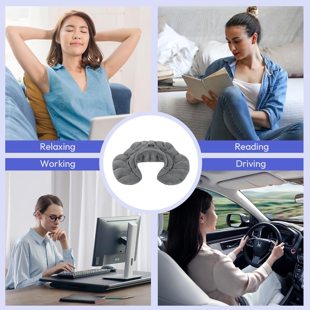 Microwavable Heat Pad for Neck and Shoulders, Weighted Microwave Moist Heating Wrap for Pain Relief Sore Muscle Stress Tension, Heated Wrap with Aromatherapy, Hot & Cold Compress, Grey