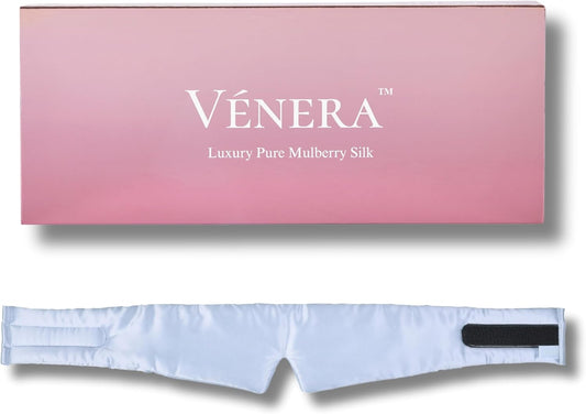 Silk Eye Mask - 100% Pure Mulberry 22 Momme Silk Sleep Mask, Adjustable Sleep Mask for Women and Men(Adjustable, Cloud Blue)