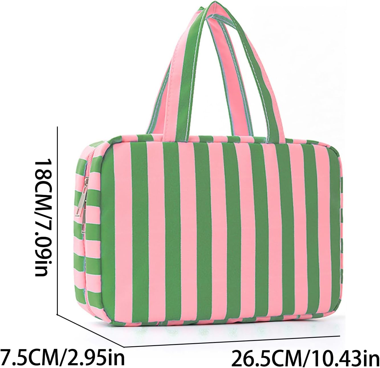Toiletry Bag for Women Travel Water-resistant Cosmetic Bag Fashion Stripes Makeup Bag with Hanging Hook Preppy for Store Toiletries Cosmetic Accessories Large Capacity Green
