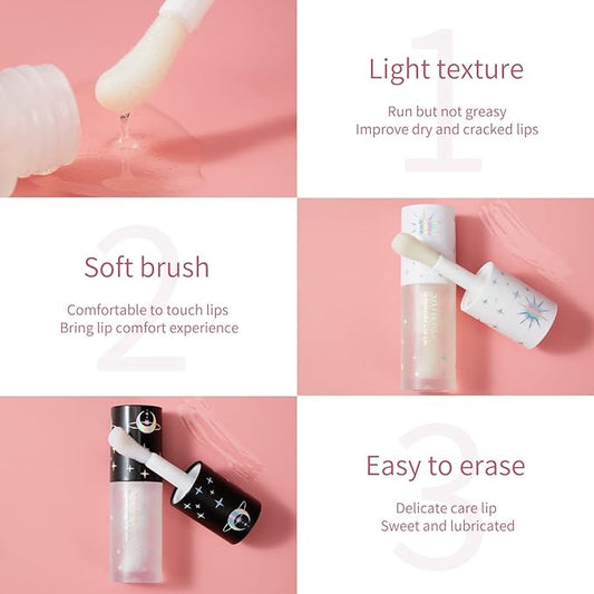 DAY&NIGHT LIP OIL SET, Natural Coconut Lip Plumper & Coffee Lip Care Serum,Hydrating Lip Plumper Gloss (3ml*2)