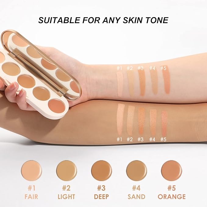 Waterproof Concealer Palette, High Coverage, Professional Long Lasting Multipurpose Bronzer Palette with 5 Colors