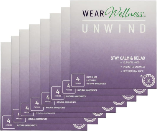 Unwind Film Patches - Topical Patches for Relaxation and Calm - Patch with Ashwagandha, Rhodiola, and GABA - Natural Support for Mind & Body - Long-Lasting Effect - 32 Pack