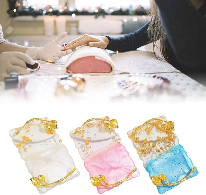 Resin Nail Art Palette, Nail Art Painting Palettes with Nail Palette Stirring Rod Gold Edge Nail Holder Nail Art Display Board Fashion Delicate Nail Tool Accessories, Type 1