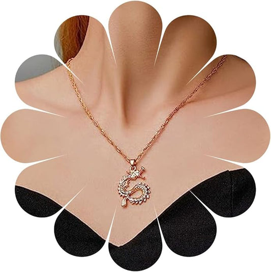 Vintage Dragon Pendant Necklace Punk Dragon Necklace Ancient Dragon Choker Necklace Gold Flying Dragon Necklace Jewelry for Women