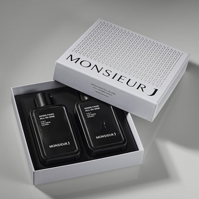 Monsieur J Men's Skin care GOOD FACE All-in-one Set 1+1 140mlx2ea 5 In 1 (Toner+Lotion+Essence+Fluid+Cream),Facial Skincare,Face Moisturizer Lotion,Facial lotion for dry skin,All In One Treatment