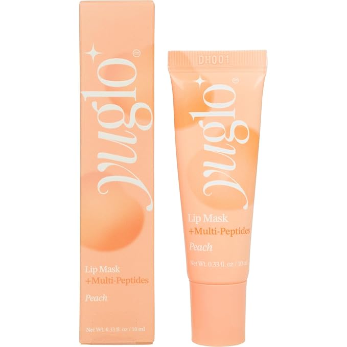 YUGLO Lip Sleeping Mask with Multi-Peptides | Peach Flavor | Hydrating & Plumping Lip Treatment for  Dry, Chapped Lips | Nourishes & Moisturizes | Overnight Lip Repair