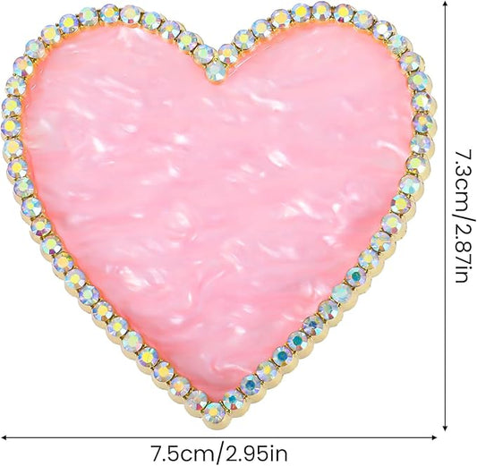 Sibba Resin Nail Art Palette, Golden Edge Nail Mixing Palette with Diamond, Polish Color Mixing Plate, Nail Holder Display Board, Heart Shape Cosmetic Mixing Tools for Women and Girls(Pink)