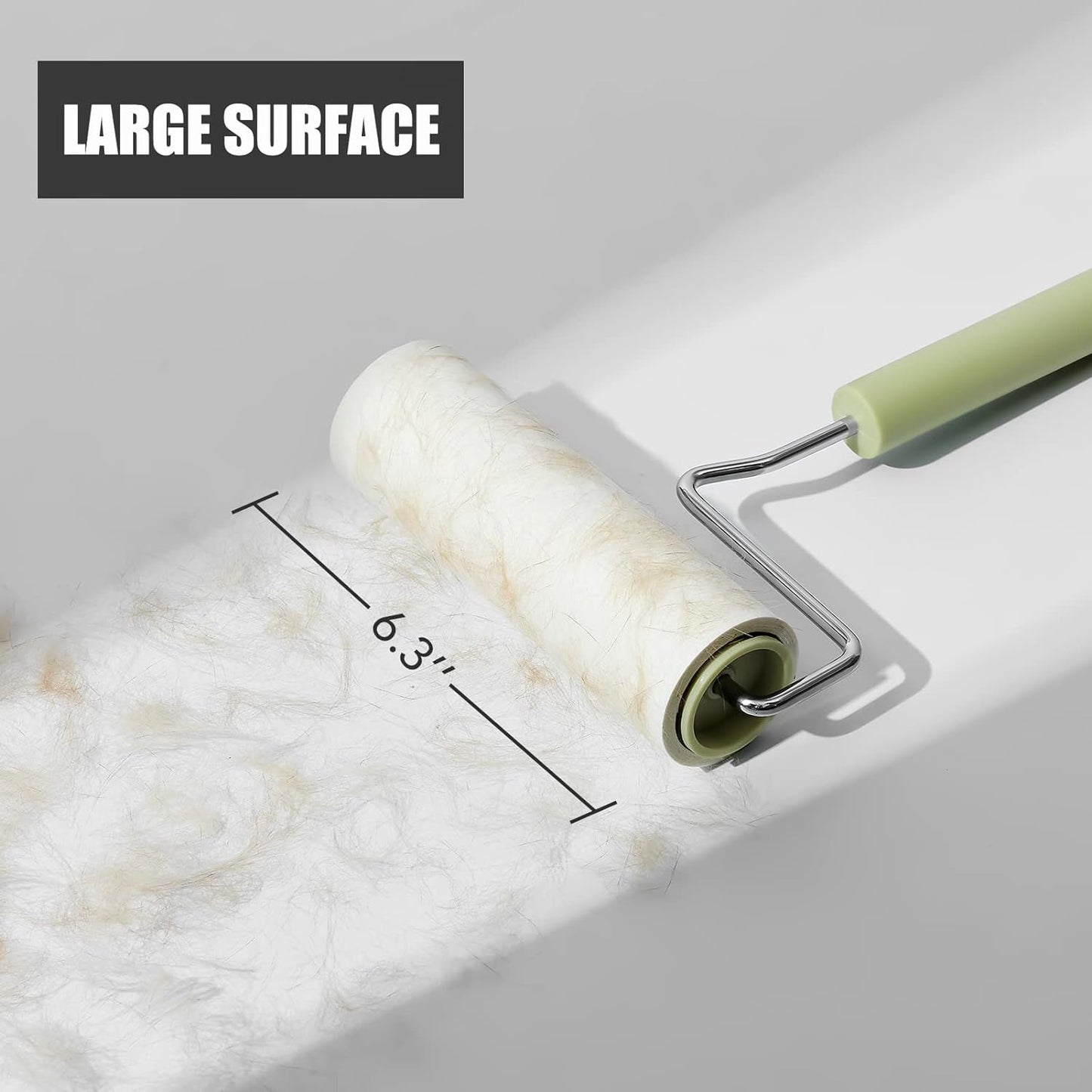 Extra Sticky Large Surface Lint Roller, 6.3'' Giant Lint Roller for Pet Hair, Long Handle Lint Remover for Clothes, Furniture, Dog & Cat Hair Remover