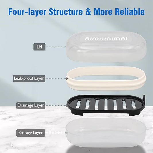 Soap Box, Travel Soap Container, Bar Soap Case with Removable Draining Layer - Clear Style A