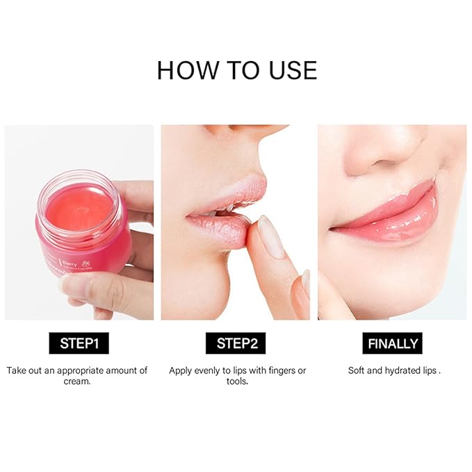 Cherry Lip Mask, Hydrating Lip Mask, Lip Treatment for Dry Cracked Lips, Avocado Coconut Sleeping Lip Mask, Lip Moisturizer Overnight, Intense Lip Repair & Care, 20G
