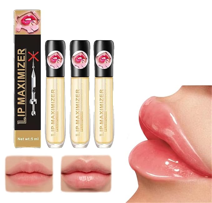 Vitamin E Lip Plumping Serum, Lip Hyaluronic Lip Plumper, Lip Plumping Serum Instant Lip Balm for Moisturize, Eliminate Dryness Wrinkles Enhances Plump Gloss (3PC)