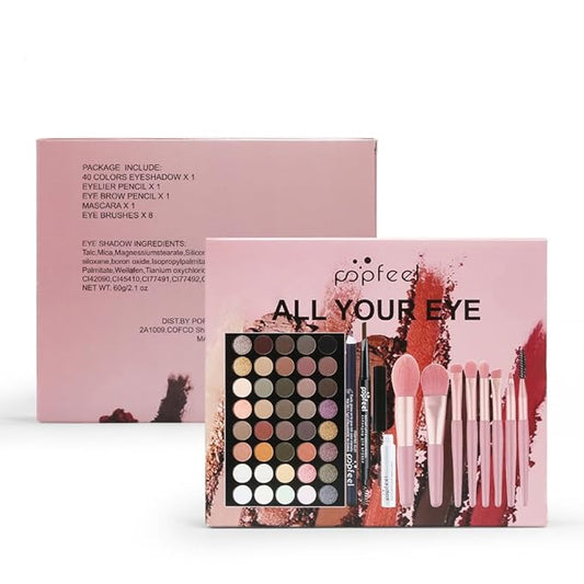 All in One Eyeshadow Palette Makeup Set, Makeup Kits with Makeup Brush Set, Mascara, Eyebrow Pen,Travel Makeup Bundle Holiday Surprising Makeup Gift Box for Women Girls, Vegan, Maquillage