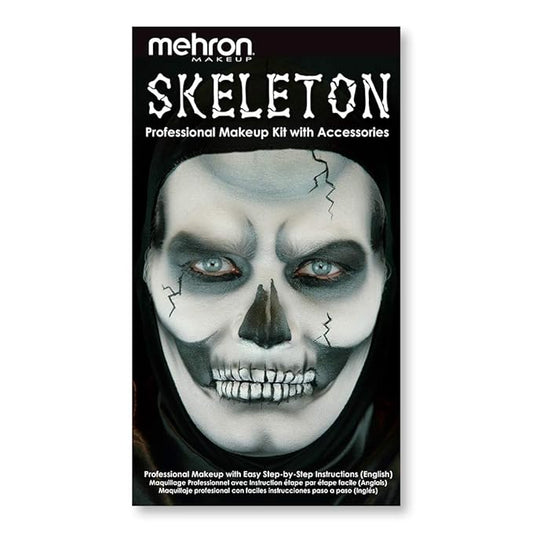 Mehron Makeup Premium Character Kits| Makeup Kits for Halloween & Cosplay| Made in the USA | Complete Makeup Kit | Includes all Makeup, Tools, & Instructions on How to Create the Look | (Skeleton)